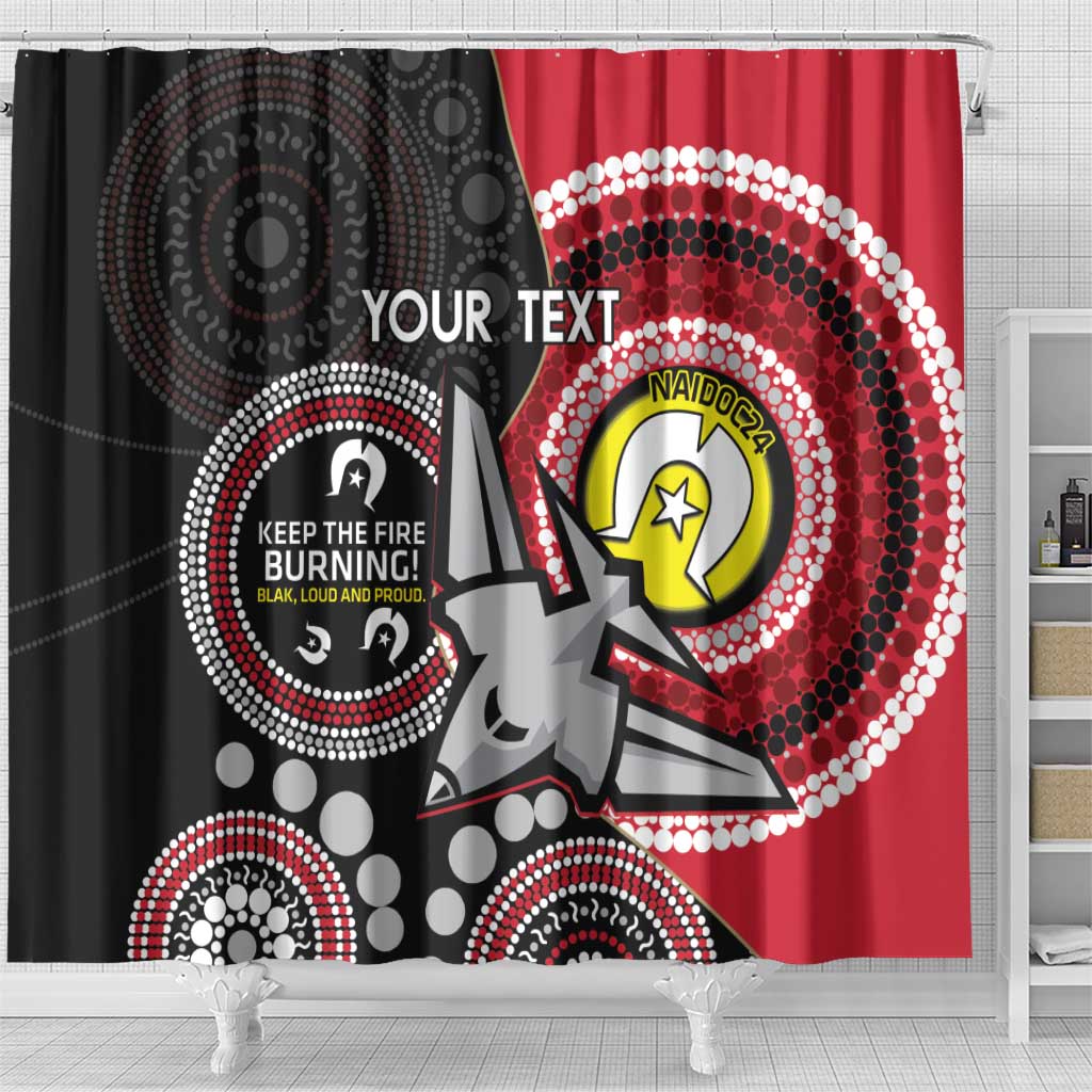 Custom AFL Essendon NAIDOC Week Shower Curtain Keep The Fire Burning Indigenous Art