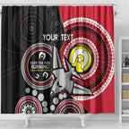 Custom AFL Essendon NAIDOC Week Shower Curtain Keep The Fire Burning Indigenous Art