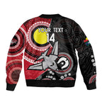 Custom AFL Essendon NAIDOC Week Sleeve Zip Bomber Jacket Keep The Fire Burning Indigenous Art