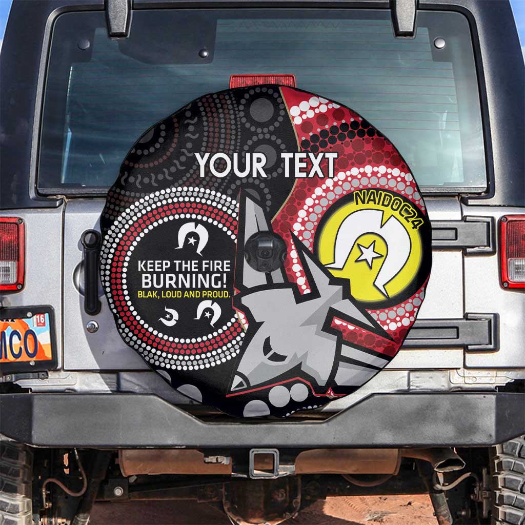 Custom AFL Essendon NAIDOC Week Spare Tire Cover Keep The Fire Burning Indigenous Art
