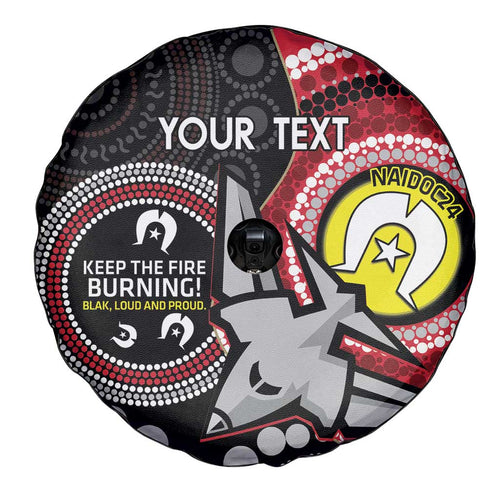 Custom AFL Essendon NAIDOC Week Spare Tire Cover Keep The Fire Burning Indigenous Art