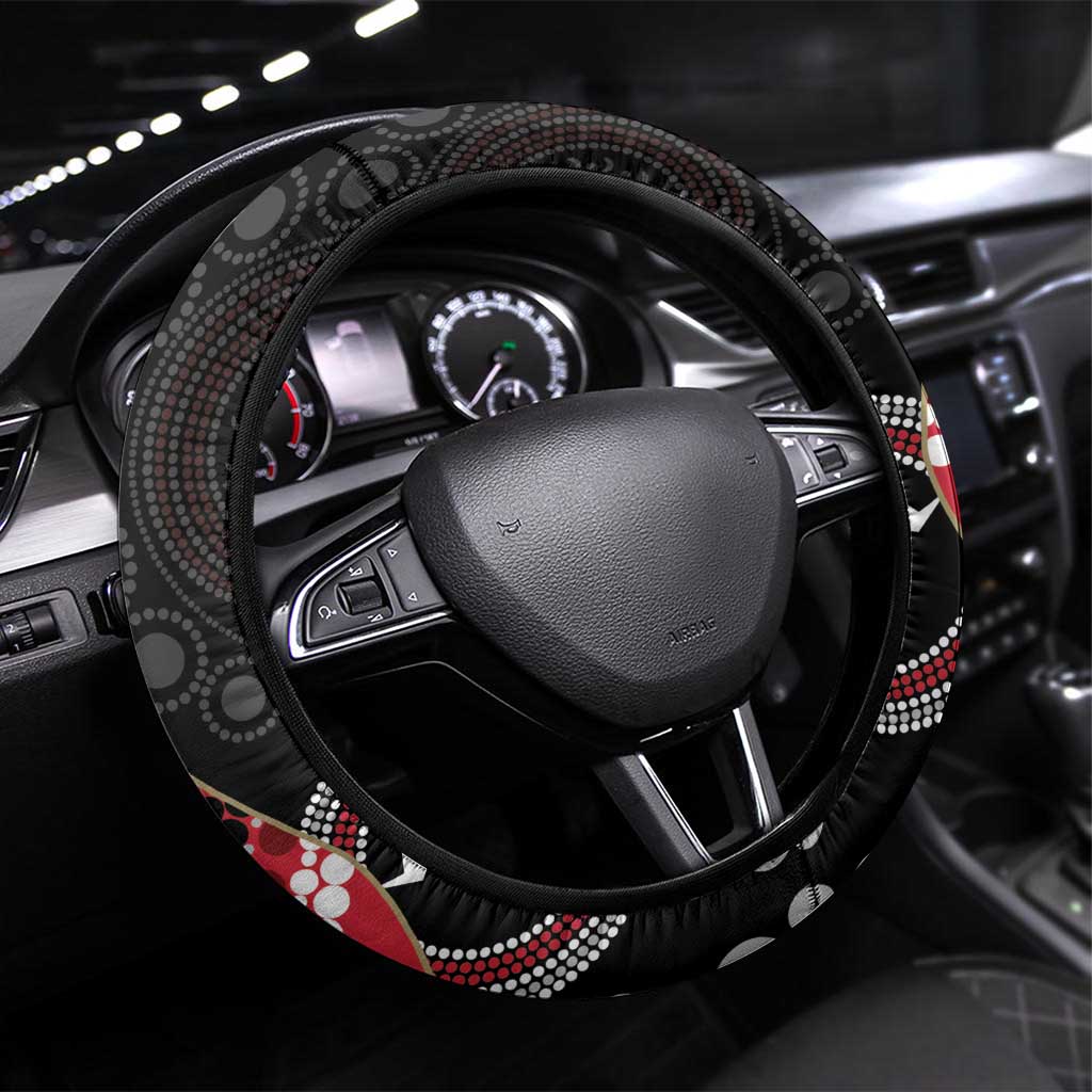 AFL Essendon NAIDOC Week Steering Wheel Cover Keep The Fire Burning Indigenous Art