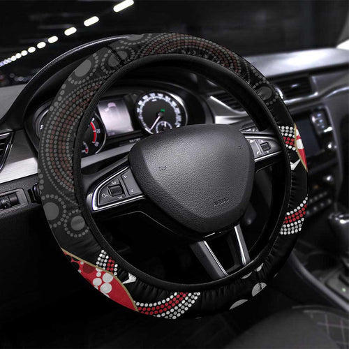 AFL Essendon NAIDOC Week Steering Wheel Cover Keep The Fire Burning Indigenous Art