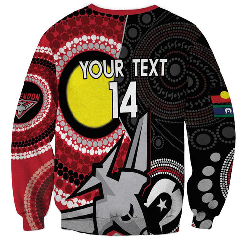 Custom AFL Essendon NAIDOC Week Sweatshirt Keep The Fire Burning Indigenous Art
