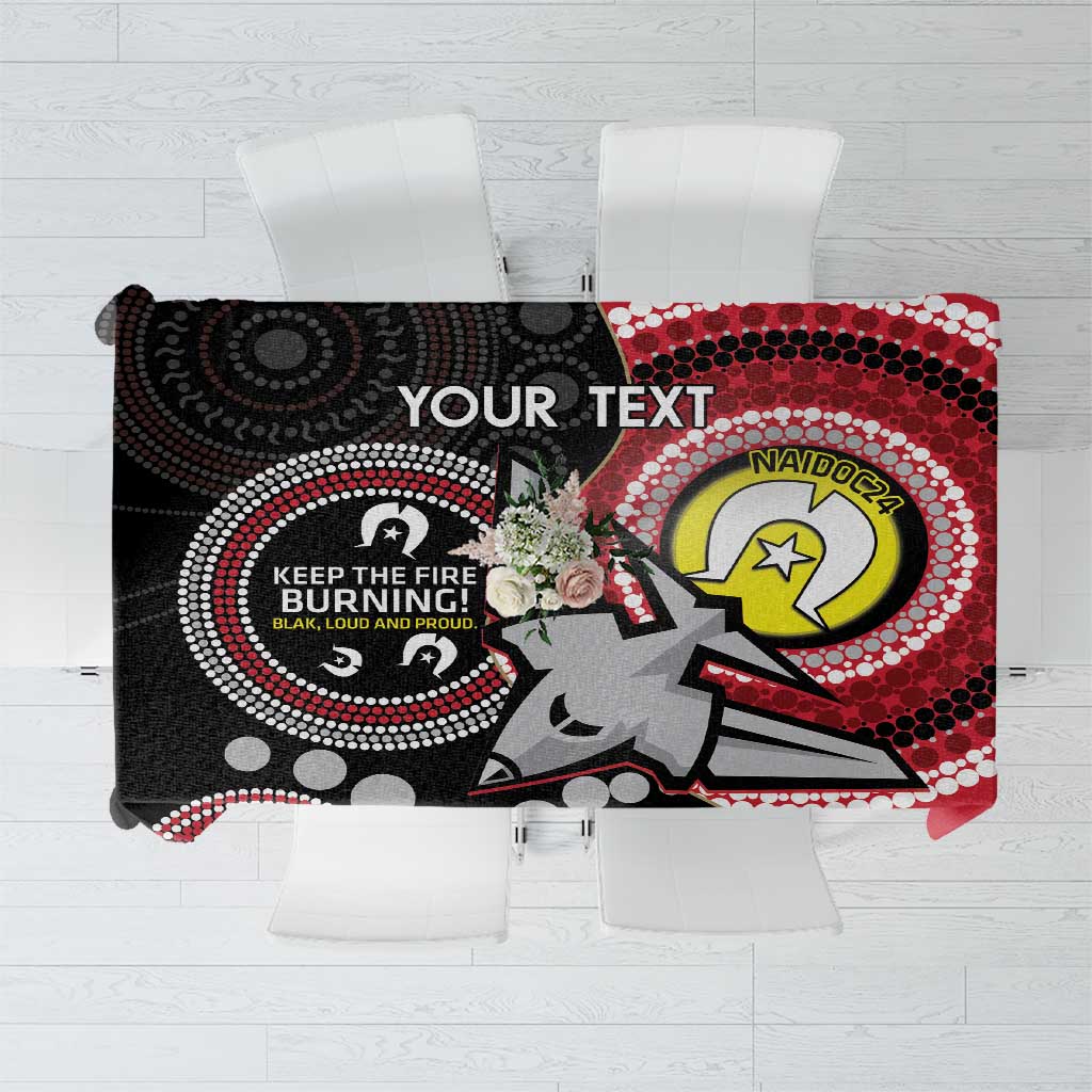 Custom AFL Essendon NAIDOC Week Tablecloth Keep The Fire Burning Indigenous Art