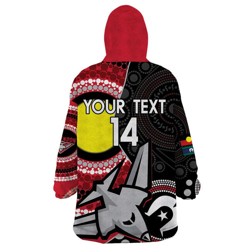 Custom AFL Essendon NAIDOC Week Wearable Blanket Hoodie Keep The Fire Burning Indigenous Art