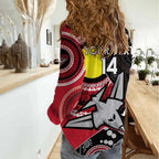 Custom AFL Essendon NAIDOC Week Women Casual Shirt Keep The Fire Burning Indigenous Art