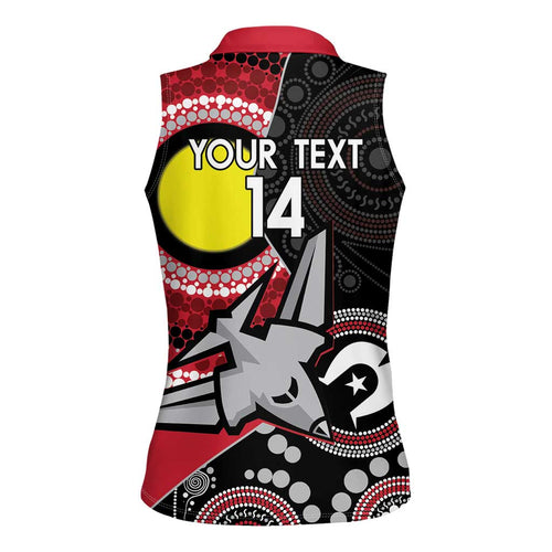 Custom AFL Essendon NAIDOC Week Women Sleeveless Polo Shirt Keep The Fire Burning Indigenous Art