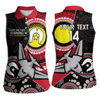Custom AFL Essendon NAIDOC Week Women Sleeveless Polo Shirt Keep The Fire Burning Indigenous Art