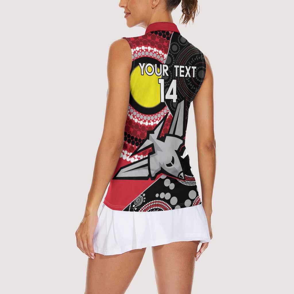Custom AFL Essendon NAIDOC Week Women Sleeveless Polo Shirt Keep The Fire Burning Indigenous Art