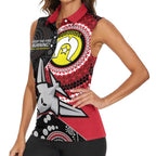 Custom AFL Essendon NAIDOC Week Women Sleeveless Polo Shirt Keep The Fire Burning Indigenous Art