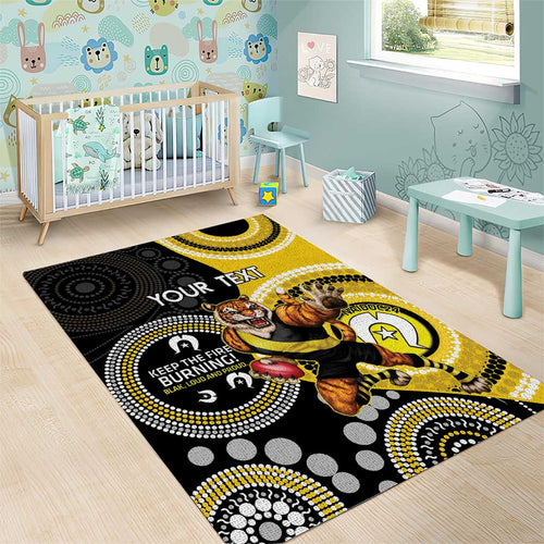 Custom AFL Richmond NAIDOC Week Area Rug Keep The Fire Burning Indigenous Art