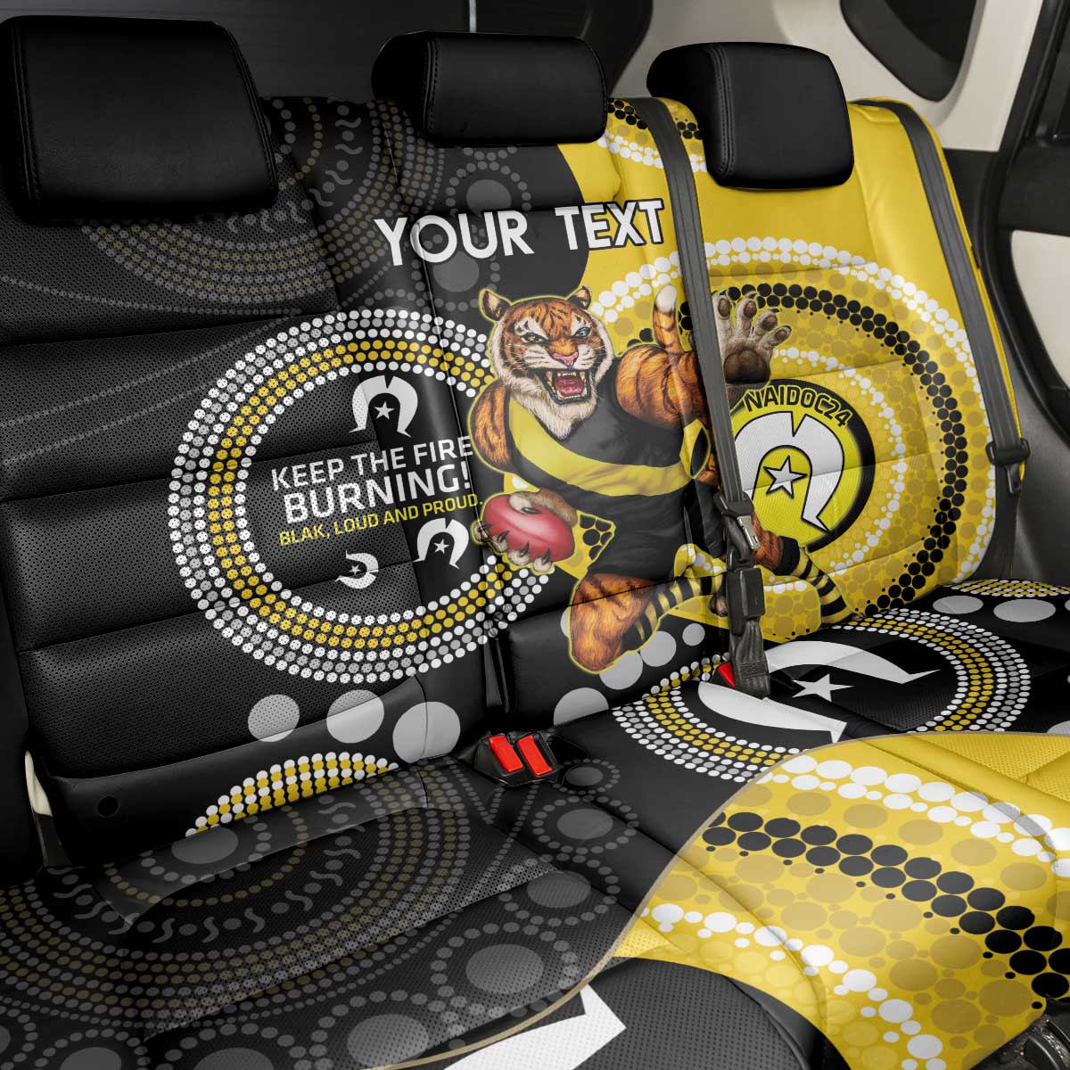 Custom AFL Richmond NAIDOC Week Back Car Seat Cover Keep The Fire Burning Indigenous Art