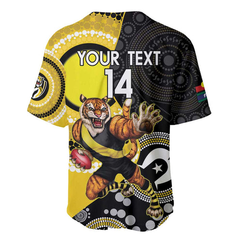 Custom AFL Richmond NAIDOC Week Baseball Jersey Keep The Fire Burning Indigenous Art