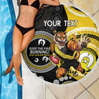 Custom AFL Richmond NAIDOC Week Beach Blanket Keep The Fire Burning Indigenous Art