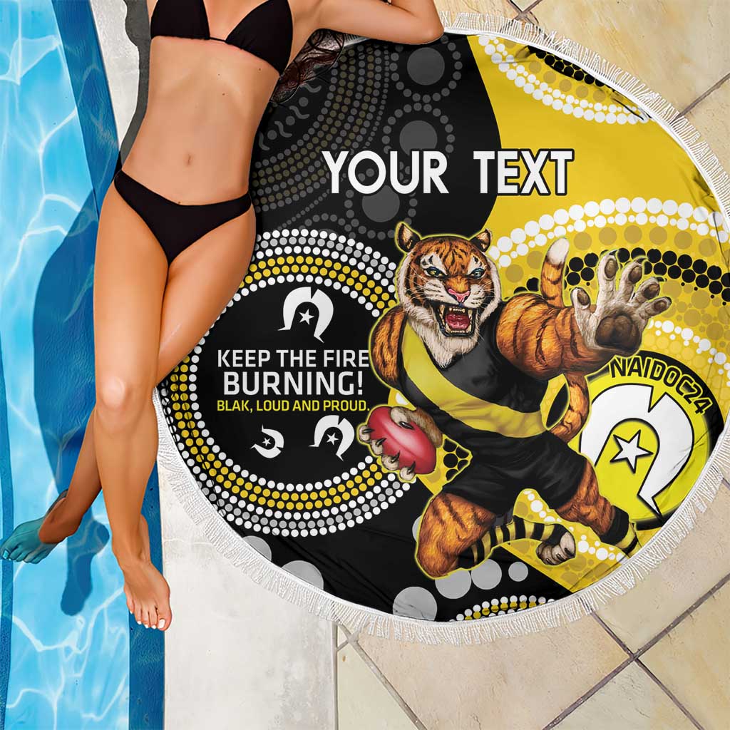 Custom AFL Richmond NAIDOC Week Beach Blanket Keep The Fire Burning Indigenous Art