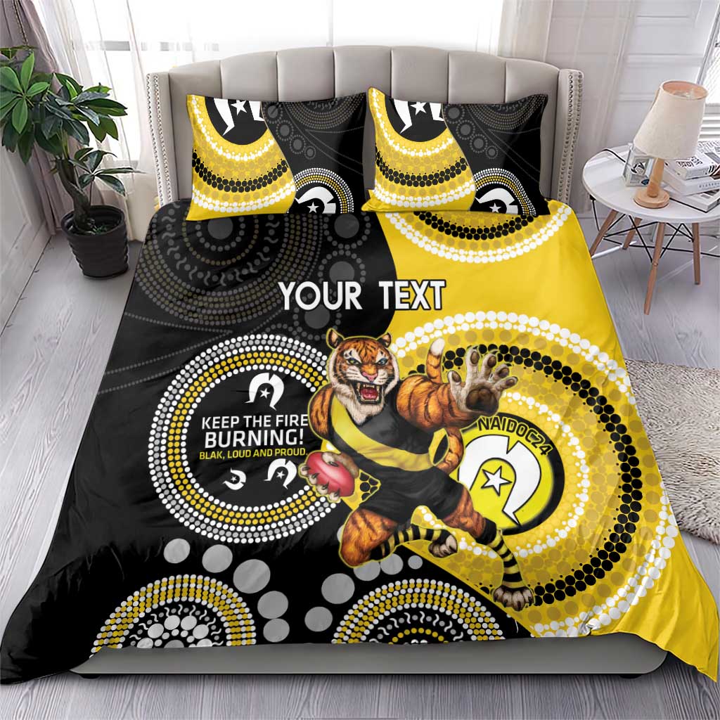Custom AFL Richmond NAIDOC Week Bedding Set Keep The Fire Burning Indigenous Art