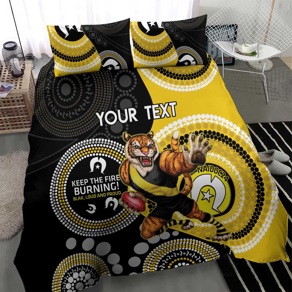 Custom AFL Richmond NAIDOC Week Bedding Set Keep The Fire Burning Indigenous Art