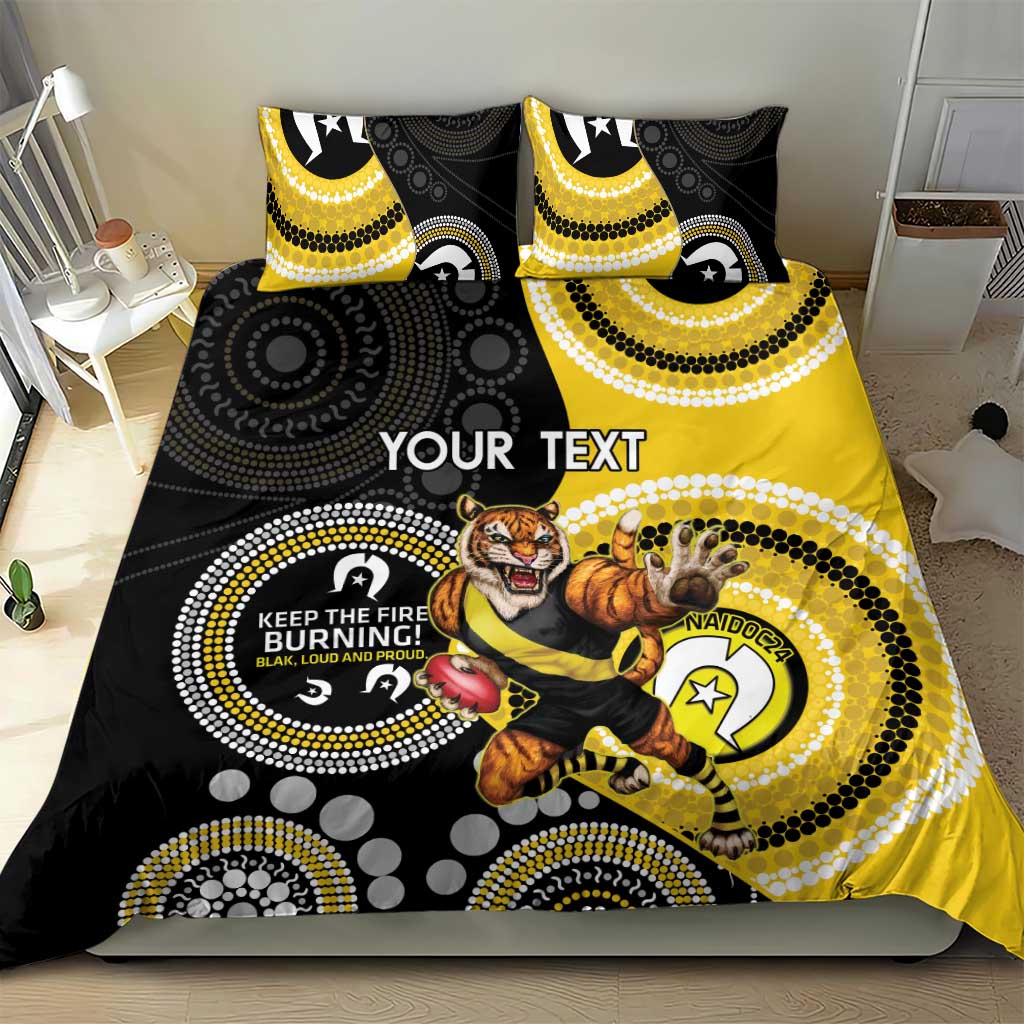 Custom AFL Richmond NAIDOC Week Bedding Set Keep The Fire Burning Indigenous Art