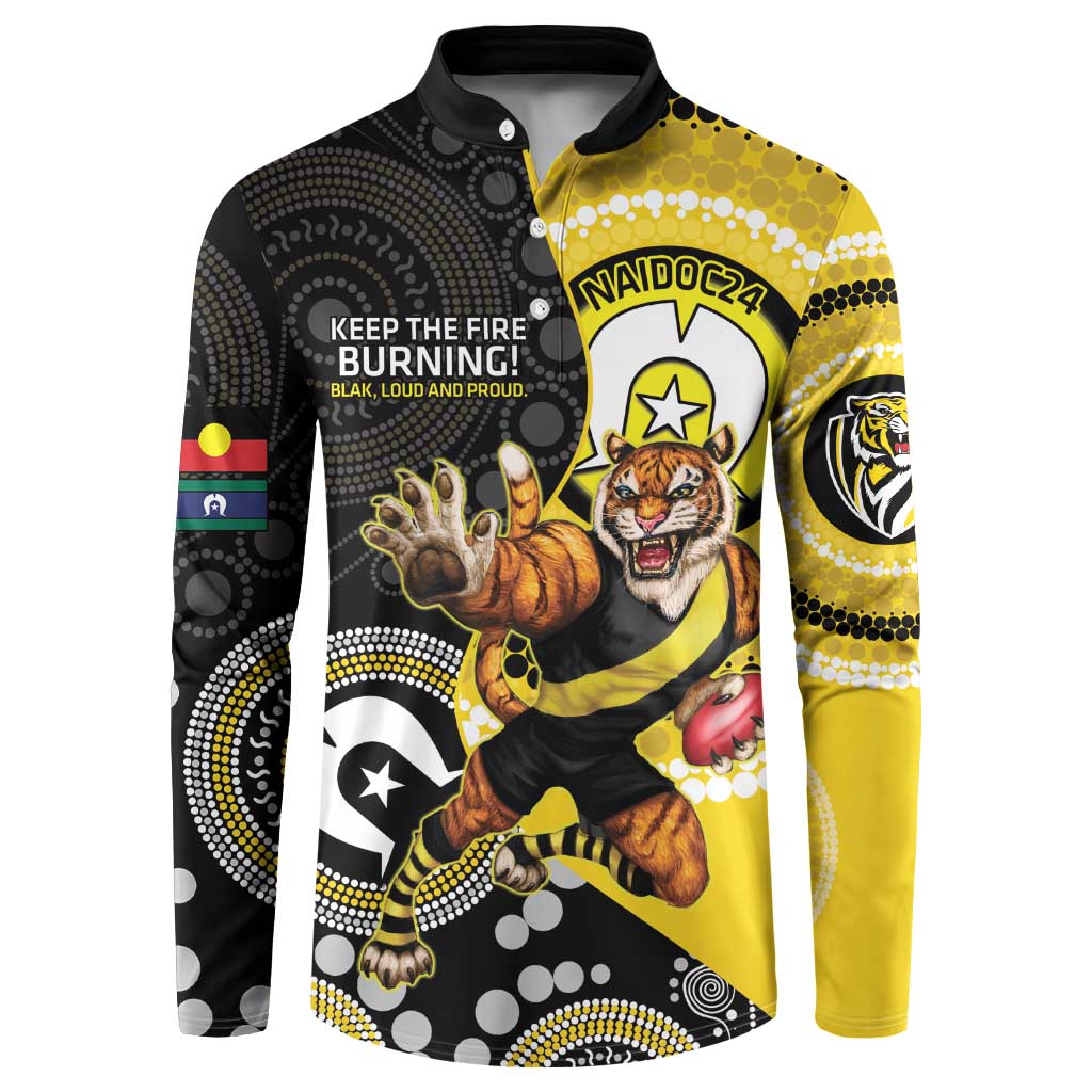 Custom AFL Richmond NAIDOC Week Button Sweatshirt Keep The Fire Burning Indigenous Art