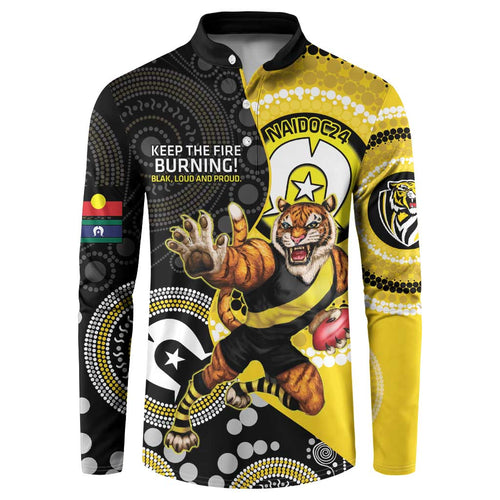 Custom AFL Richmond NAIDOC Week Button Sweatshirt Keep The Fire Burning Indigenous Art