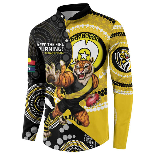Custom AFL Richmond NAIDOC Week Button Sweatshirt Keep The Fire Burning Indigenous Art