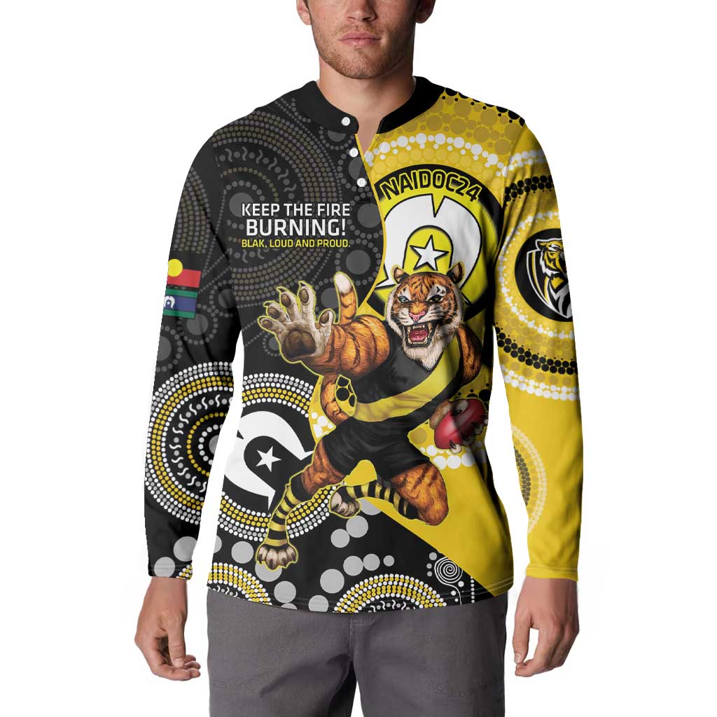Custom AFL Richmond NAIDOC Week Button Sweatshirt Keep The Fire Burning Indigenous Art