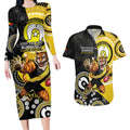 Custom AFL Richmond NAIDOC Week Couples Matching Long Sleeve Bodycon Dress and Hawaiian Shirt Keep The Fire Burning Indigenous Art
