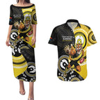 Custom AFL Richmond NAIDOC Week Couples Matching Puletasi and Hawaiian Shirt Keep The Fire Burning Indigenous Art