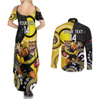Custom AFL Richmond NAIDOC Week Couples Matching Summer Maxi Dress and Long Sleeve Button Shirt Keep The Fire Burning Indigenous Art