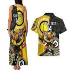 Custom AFL Richmond NAIDOC Week Couples Matching Tank Maxi Dress and Hawaiian Shirt Keep The Fire Burning Indigenous Art