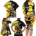 Custom AFL Richmond NAIDOC Week Family Matching Long Sleeve Bodycon Dress and Hawaiian Shirt Keep The Fire Burning Indigenous Art