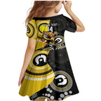 Custom AFL Richmond NAIDOC Week Family Matching Mermaid Dress and Hawaiian Shirt Keep The Fire Burning Indigenous Art