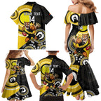 Custom AFL Richmond NAIDOC Week Family Matching Mermaid Dress and Hawaiian Shirt Keep The Fire Burning Indigenous Art