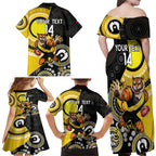 Custom AFL Richmond NAIDOC Week Family Matching Off Shoulder Maxi Dress and Hawaiian Shirt Keep The Fire Burning Indigenous Art