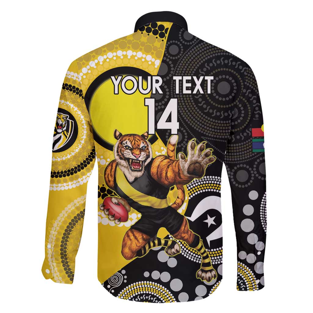 Custom AFL Richmond NAIDOC Week Family Matching Off Shoulder Maxi Dress and Hawaiian Shirt Keep The Fire Burning Indigenous Art
