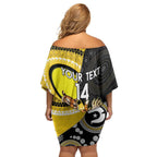 Custom AFL Richmond NAIDOC Week Family Matching Off Shoulder Short Dress and Hawaiian Shirt Keep The Fire Burning Indigenous Art