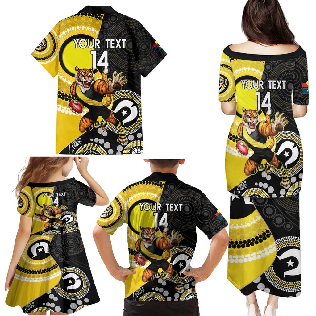 Custom AFL Richmond NAIDOC Week Family Matching Puletasi and Hawaiian Shirt Keep The Fire Burning Indigenous Art