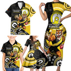Custom AFL Richmond NAIDOC Week Family Matching Short Sleeve Bodycon Dress and Hawaiian Shirt Keep The Fire Burning Indigenous Art