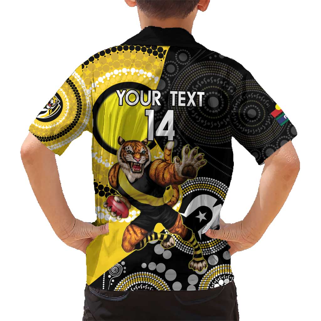 Custom AFL Richmond NAIDOC Week Family Matching Short Sleeve Bodycon Dress and Hawaiian Shirt Keep The Fire Burning Indigenous Art