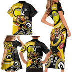 Custom AFL Richmond NAIDOC Week Family Matching Short Sleeve Bodycon Dress and Hawaiian Shirt Keep The Fire Burning Indigenous Art