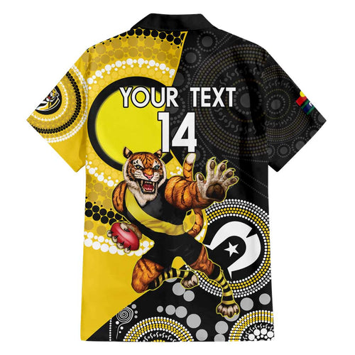 Custom AFL Richmond NAIDOC Week Family Matching Short Sleeve Bodycon Dress and Hawaiian Shirt Keep The Fire Burning Indigenous Art