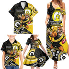 Custom AFL Richmond NAIDOC Week Family Matching Summer Maxi Dress and Hawaiian Shirt Keep The Fire Burning Indigenous Art