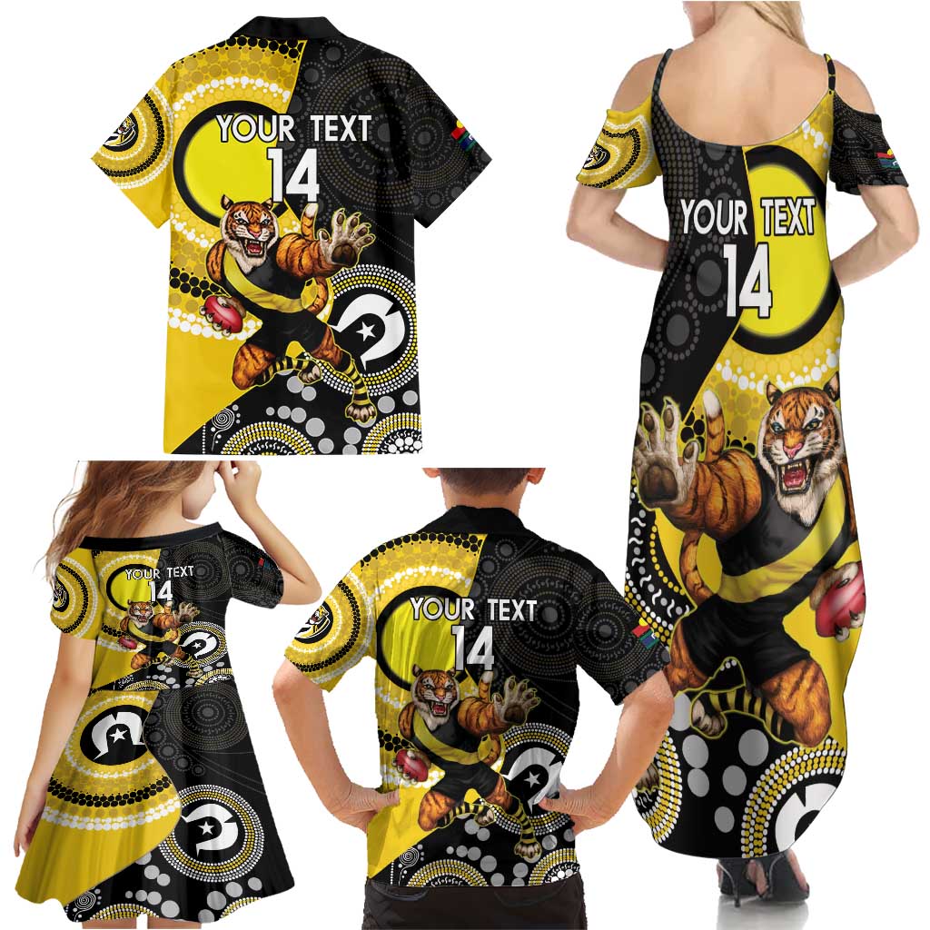 Custom AFL Richmond NAIDOC Week Family Matching Summer Maxi Dress and Hawaiian Shirt Keep The Fire Burning Indigenous Art