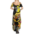 Custom AFL Richmond NAIDOC Week Family Matching Summer Maxi Dress and Hawaiian Shirt Keep The Fire Burning Indigenous Art