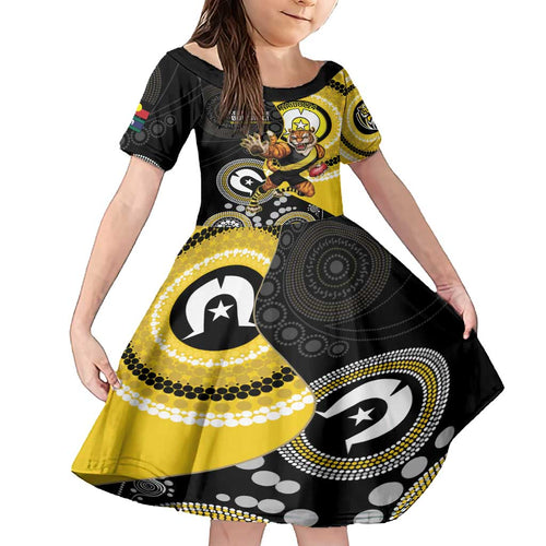 Custom AFL Richmond NAIDOC Week Family Matching Tank Maxi Dress and Hawaiian Shirt Keep The Fire Burning Indigenous Art