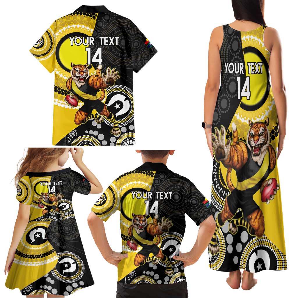 Custom AFL Richmond NAIDOC Week Family Matching Tank Maxi Dress and Hawaiian Shirt Keep The Fire Burning Indigenous Art