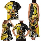 Custom AFL Richmond NAIDOC Week Family Matching Tank Maxi Dress and Hawaiian Shirt Keep The Fire Burning Indigenous Art