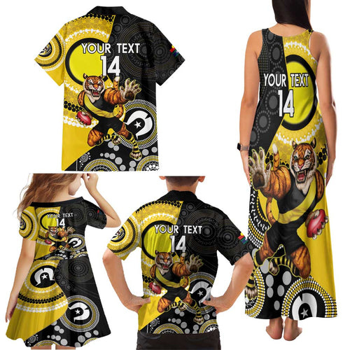 Custom AFL Richmond NAIDOC Week Family Matching Tank Maxi Dress and Hawaiian Shirt Keep The Fire Burning Indigenous Art
