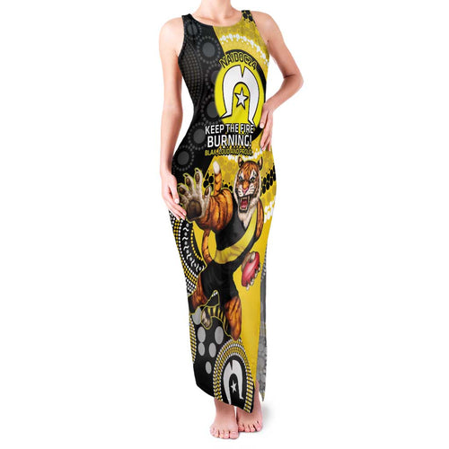 Custom AFL Richmond NAIDOC Week Family Matching Tank Maxi Dress and Hawaiian Shirt Keep The Fire Burning Indigenous Art